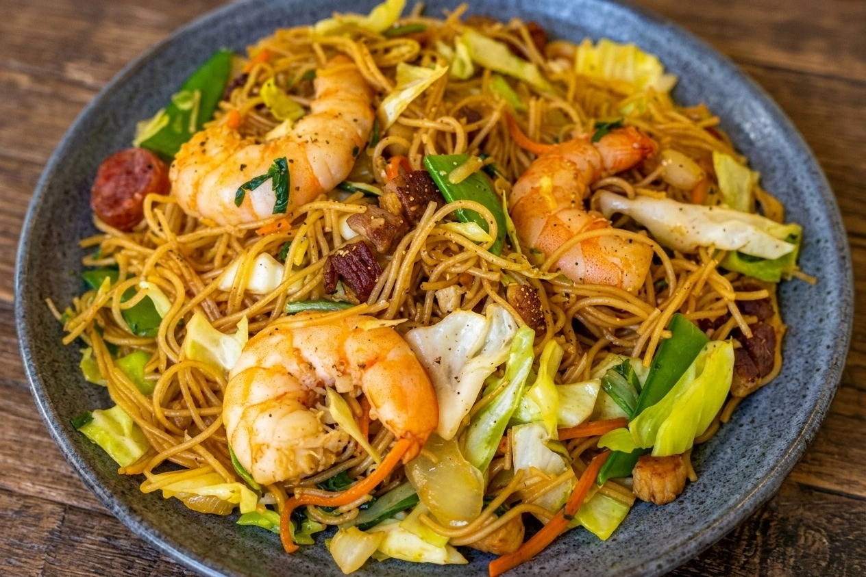 Pancit Bihon, stir-fried rice noodles with vegetables and meat, at Byrne Eats, 892 Dundas Street, London
